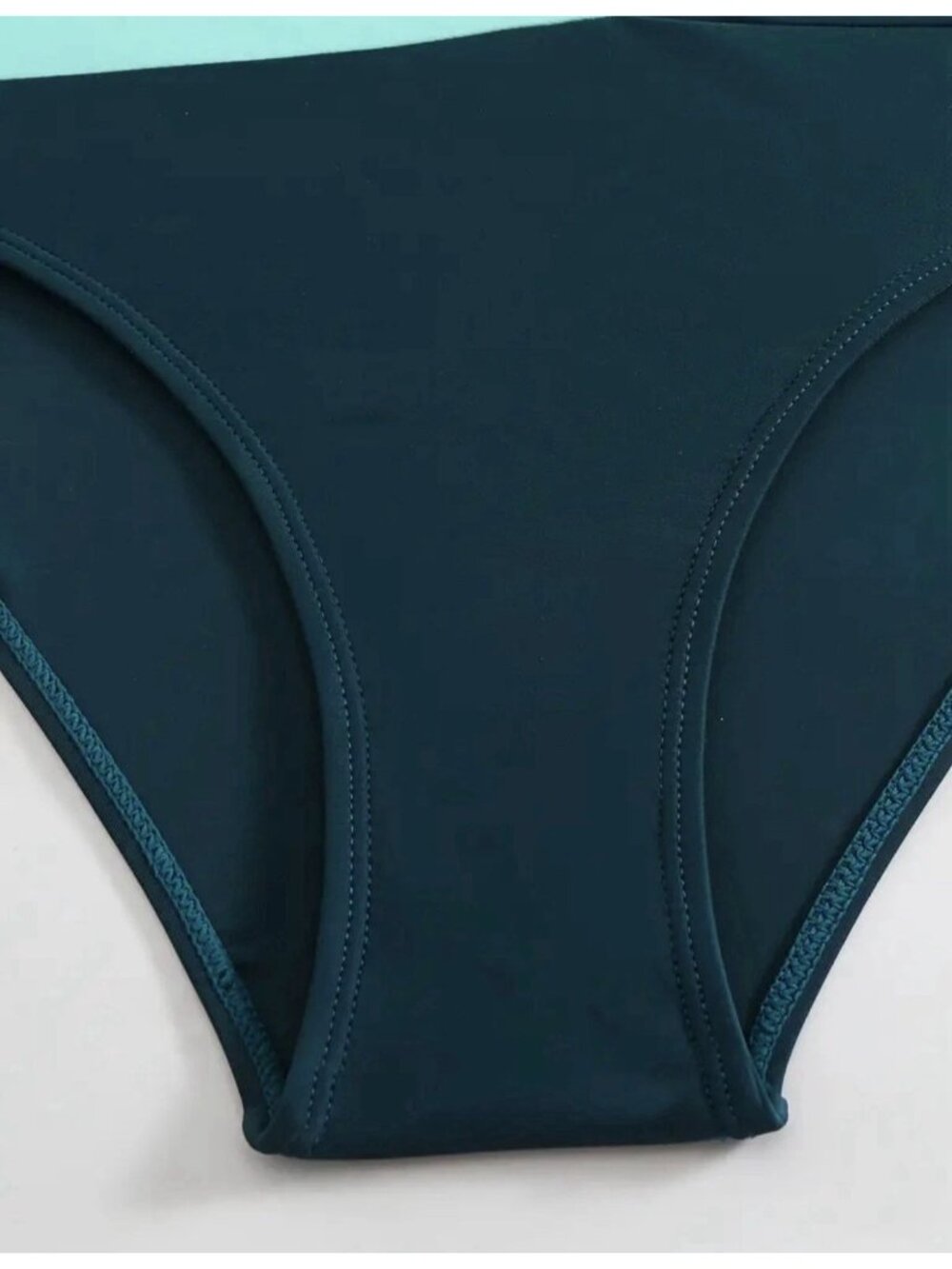 Bikini Set High Waisted Bottom & Twist Front Top Size M Green & Teal - Picture 7 of 10